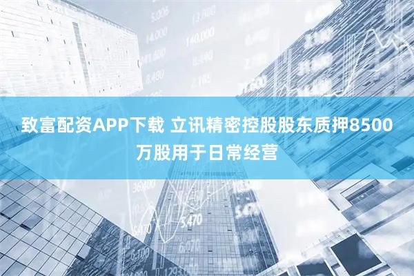 致富配资APP下载 立讯精密控股股东质押8500万股用于日常经营