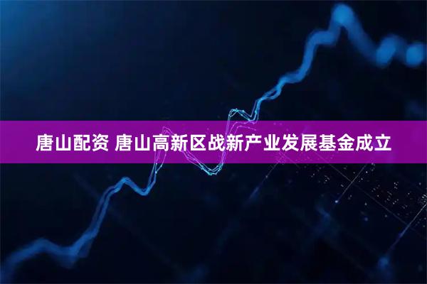 唐山配资 唐山高新区战新产业发展基金成立